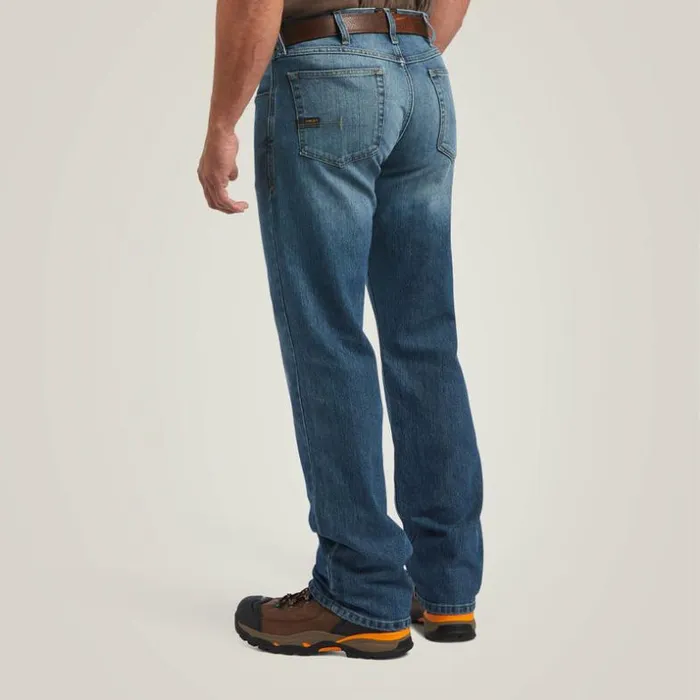 Denim Men Ariat Rebar M5 DuraStretch Basic Stackable Straight Leg Jean Edgewood