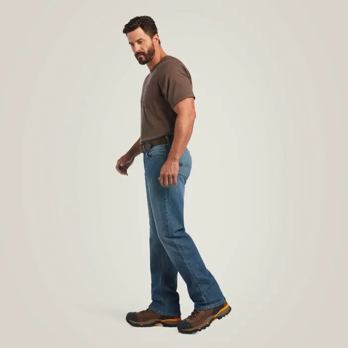 Denim Men Ariat Rebar M5 DuraStretch Basic Stackable Straight Leg Jean Edgewood