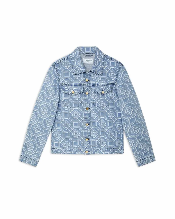 Denim Men Casablanca Paris Denim Bleached Monogram Jacket