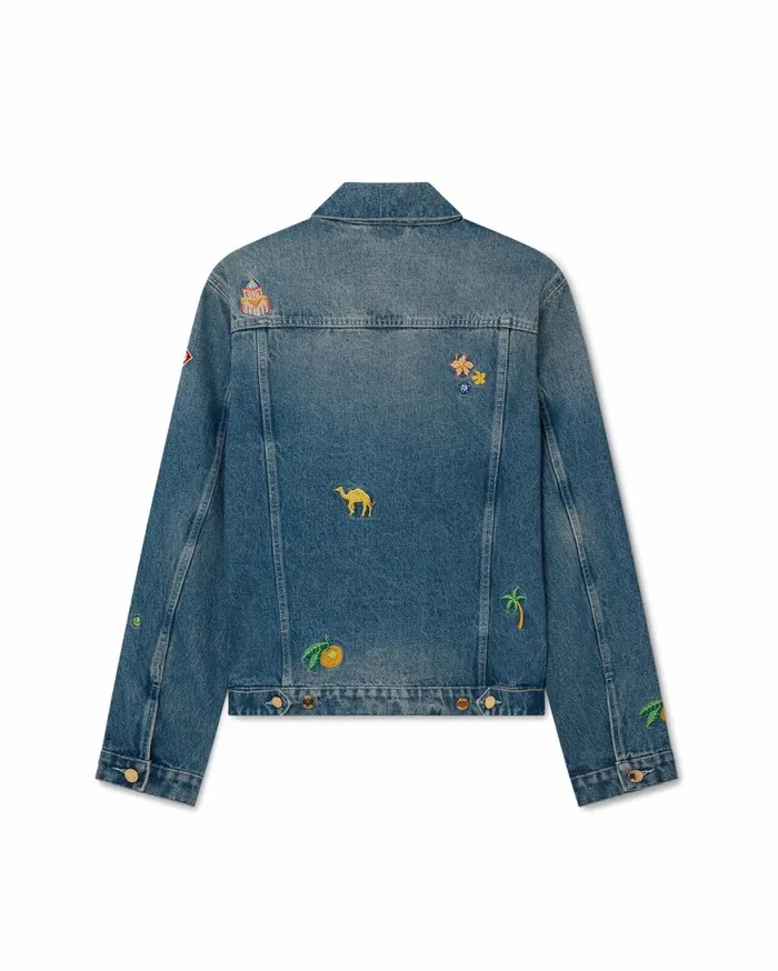 Denim Men Casablanca Paris Embroidered Motif Denim Jacket