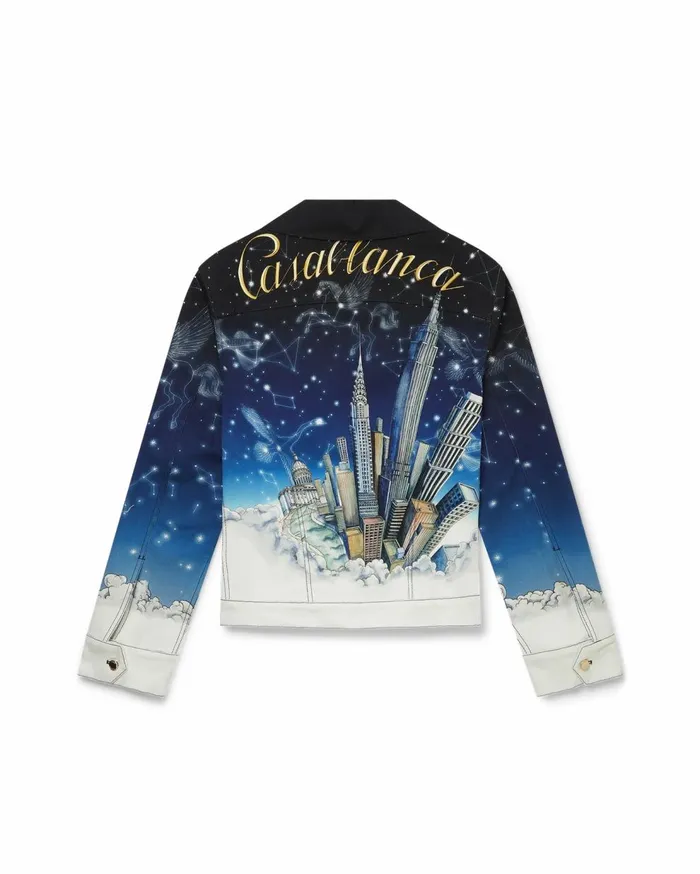 Denim Men Casablanca Paris Vol De Nuit Printed Denim Jacket