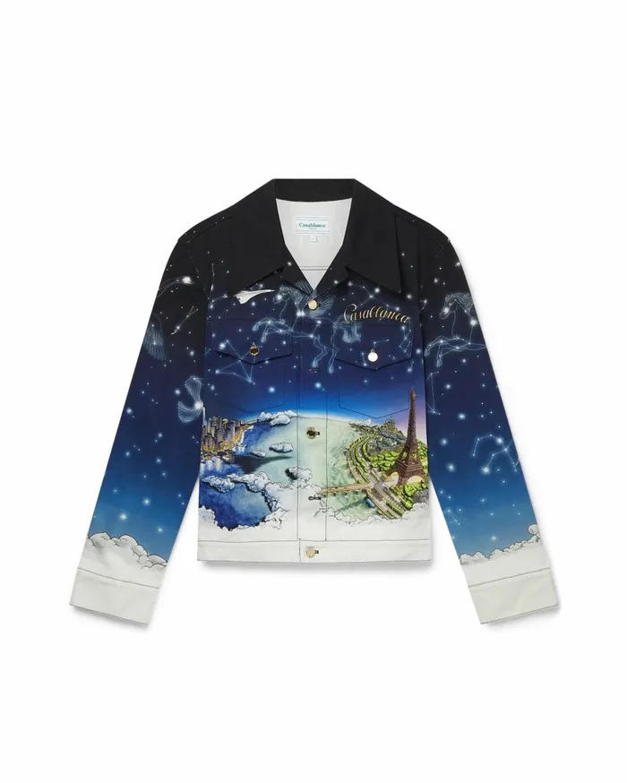 Denim Men Casablanca Paris Vol De Nuit Printed Denim Jacket Denim Men Casablanca Paris Vol De Nuit Printed Denim Jacket