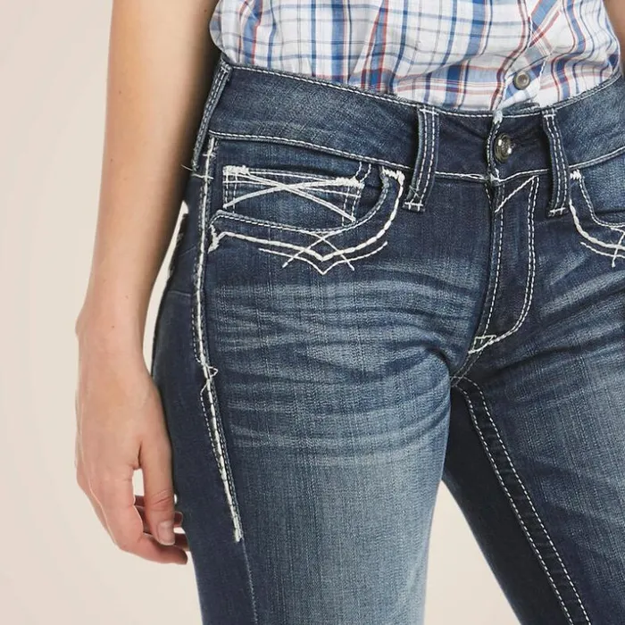 Denim Women Ariat REAL Mid Rise Stretch Entwined Boot Cut Jean Marine Denim Women Ariat REAL Mid Rise Stretch Entwined Boot Cut Jean Marine