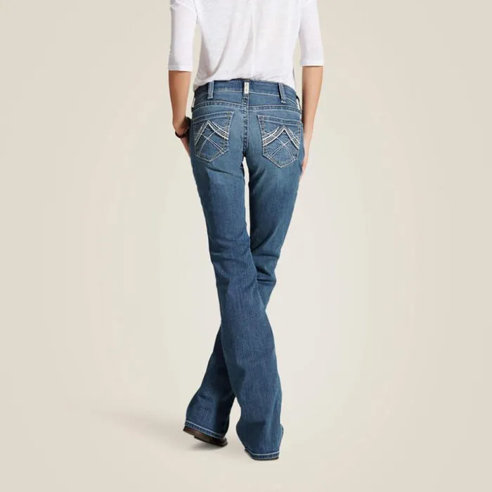 Denim Women Ariat REAL Mid Rise Stretch Whipstitch Boot Cut Jean Rainstorm Denim Women Ariat REAL Mid Rise Stretch Whipstitch Boot Cut Jean Rainstorm