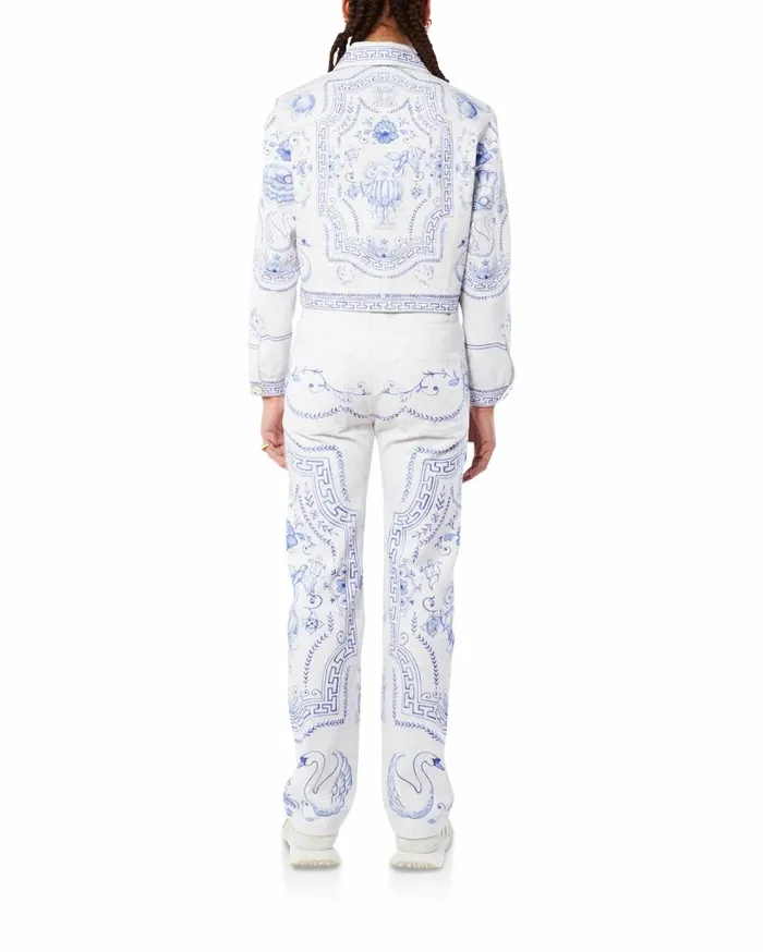 Denim Women Casablanca Paris Plat A Dessert Blanc Classic Printed Denim Jacket