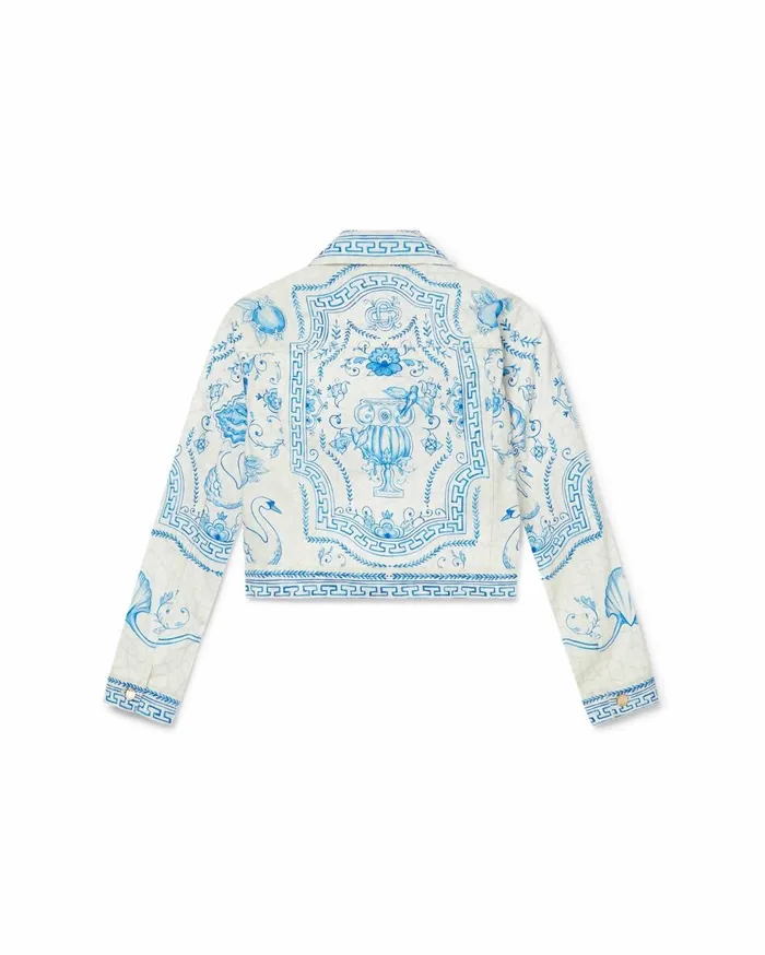 Denim Women Casablanca Paris Plat A Dessert Blanc Classic Printed Denim Jacket