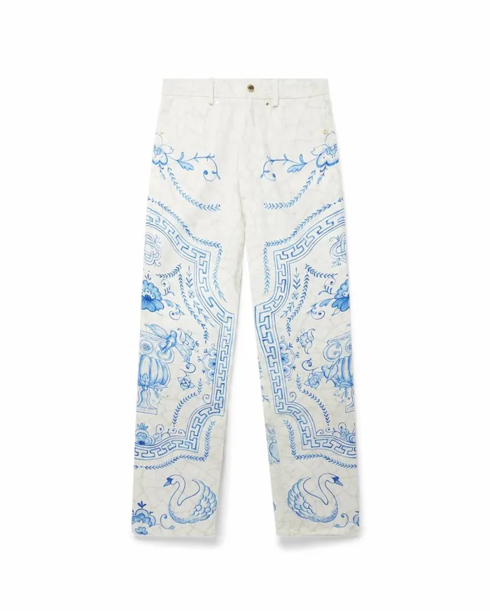 Denim Women Casablanca Paris Plat A Dessert Blanc Printed Straight Leg Jeans