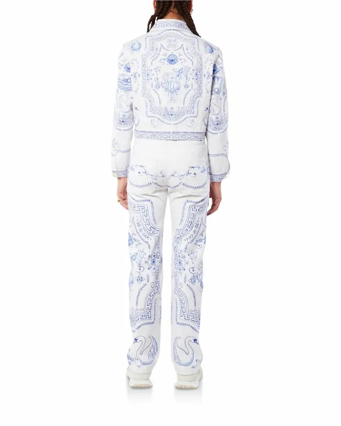 Denim Women Casablanca Paris Plat A Dessert Blanc Printed Straight Leg Jeans