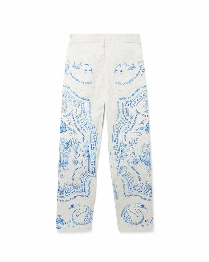 Denim Women Casablanca Paris Plat A Dessert Blanc Printed Straight Leg Jeans