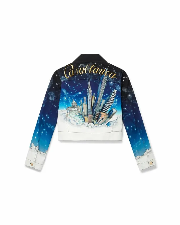 Denim Women Casablanca Paris Vol Au Nuit Classic Printed Denim Jacket