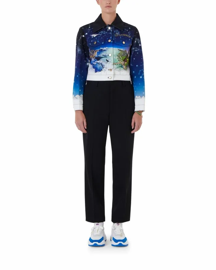 Denim Women Casablanca Paris Vol Au Nuit Classic Printed Denim Jacket