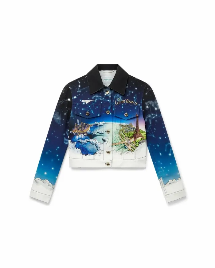 Denim Women Casablanca Paris Vol Au Nuit Classic Printed Denim Jacket