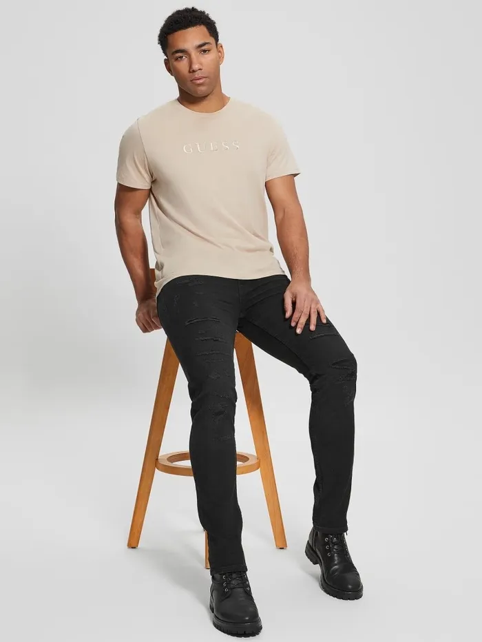 Destroyed Tapered Jeans Thermo Black Destroy Jeans and Denim GUESS Men