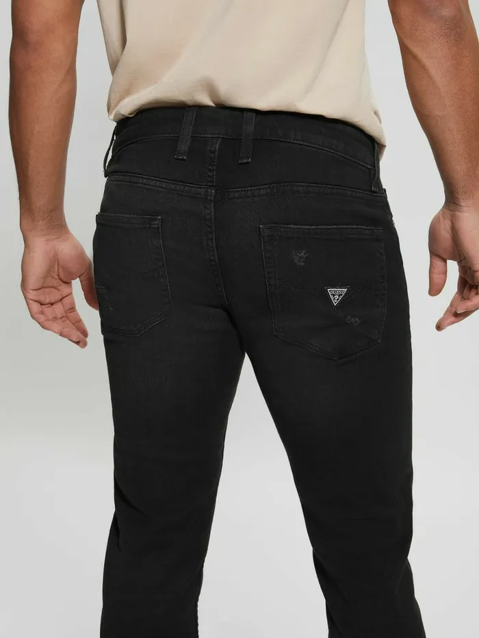 Destroyed Tapered Jeans Thermo Black Destroy Jeans and Denim GUESS Men Destroyed Tapered Jeans Thermo Black Destroy Jeans and Denim GUESS Men
