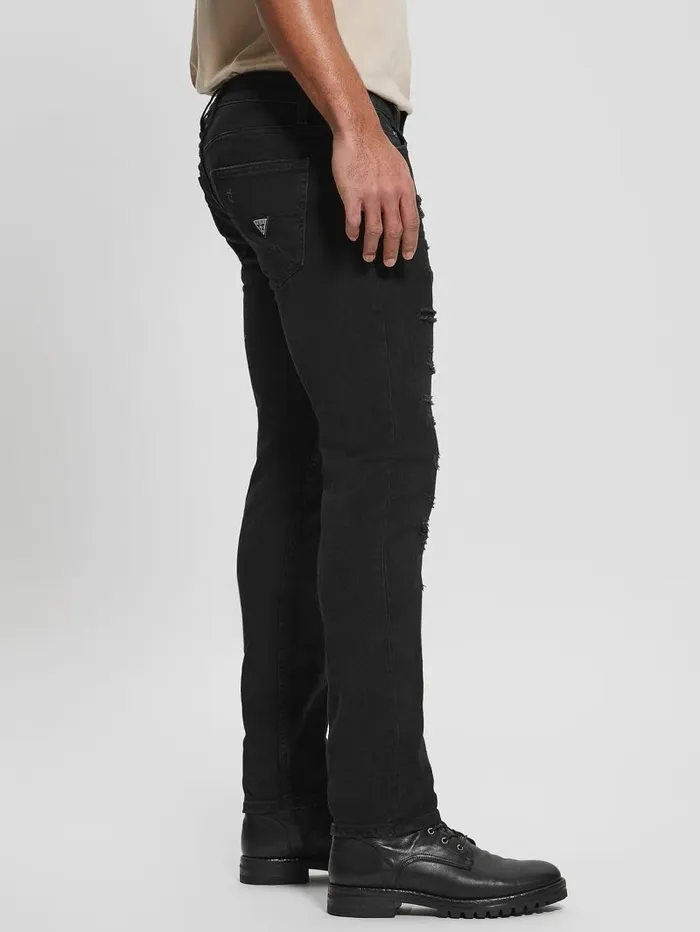 Destroyed Tapered Jeans Thermo Black Destroy Jeans and Denim GUESS Men Destroyed Tapered Jeans Thermo Black Destroy Jeans and Denim GUESS Men