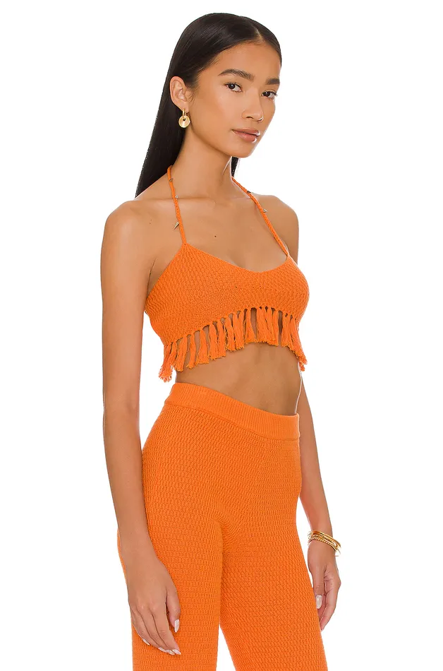 Devitta Crop Top W Fringe Tangerine Women Lovers and Friends Tops Devitta Crop Top W Fringe Tangerine Women Lovers and Friends Tops