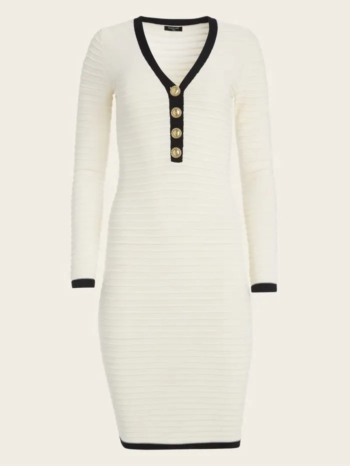 Dresses and Jumpsuits Alba Embossed Striped Sweater Dress Sandy ShoreBlack 8211 GUESS Women Dresses and Jumpsuits Alba Embossed Striped Sweater Dress Sandy ShoreBlack 8211 GUESS Women