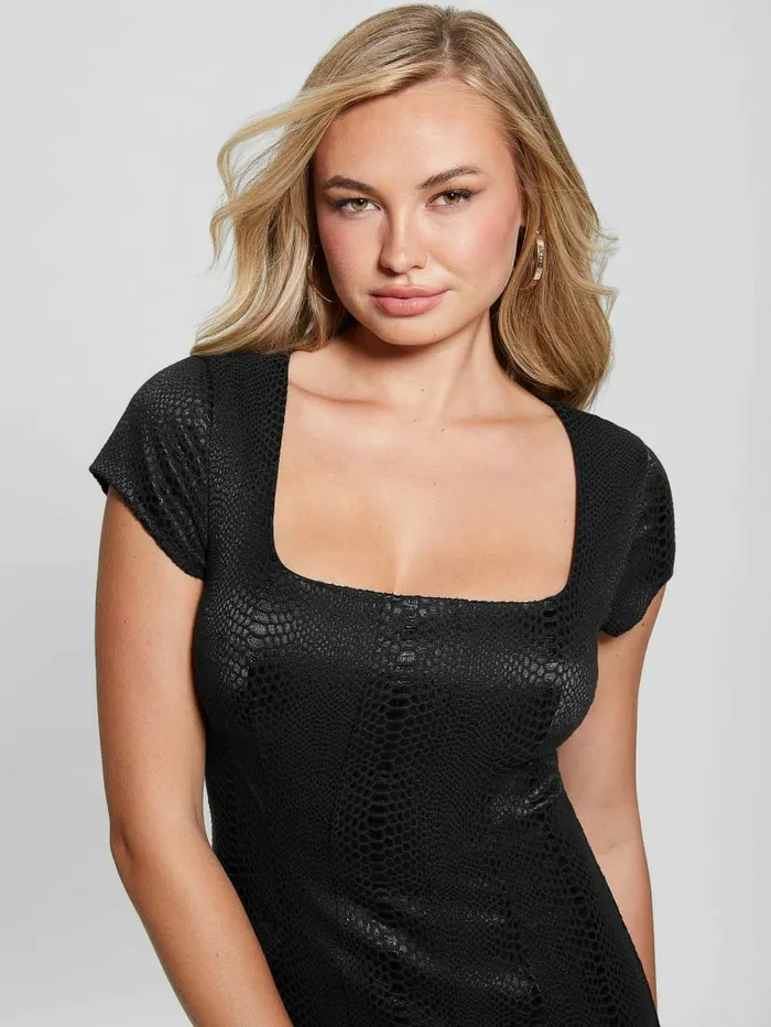 Dresses and Jumpsuits GUESS Women Everly Python Dress Black Dresses and Jumpsuits GUESS Women Everly Python Dress Black