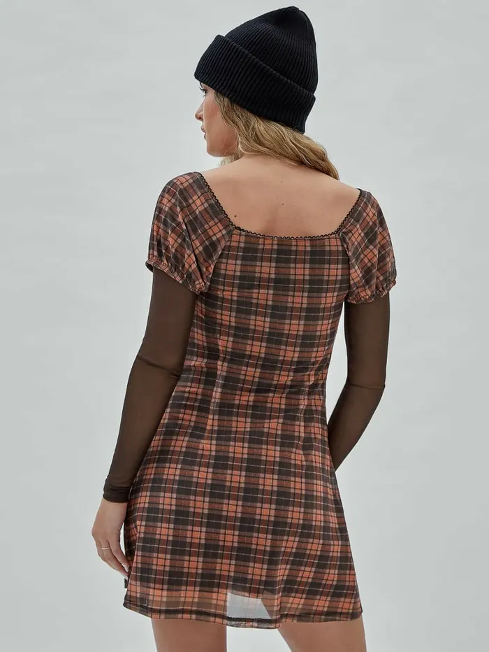 Dresses and Jumpsuits GUESS Women GUESS Originals Mesh Plaid Dress Multi Color Plaid