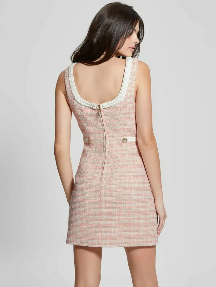 Dresses and Jumpsuits GUESS Women Tosca Braid Dress Pink Boucle Combo Dresses and Jumpsuits GUESS Women Tosca Braid Dress Pink Boucle Combo
