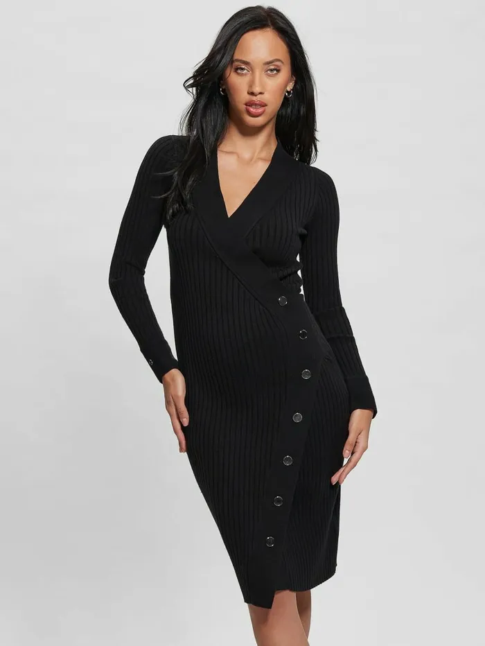 Dresses and Jumpsuits Women Eco Cecile Sweater Dress Black GUESS