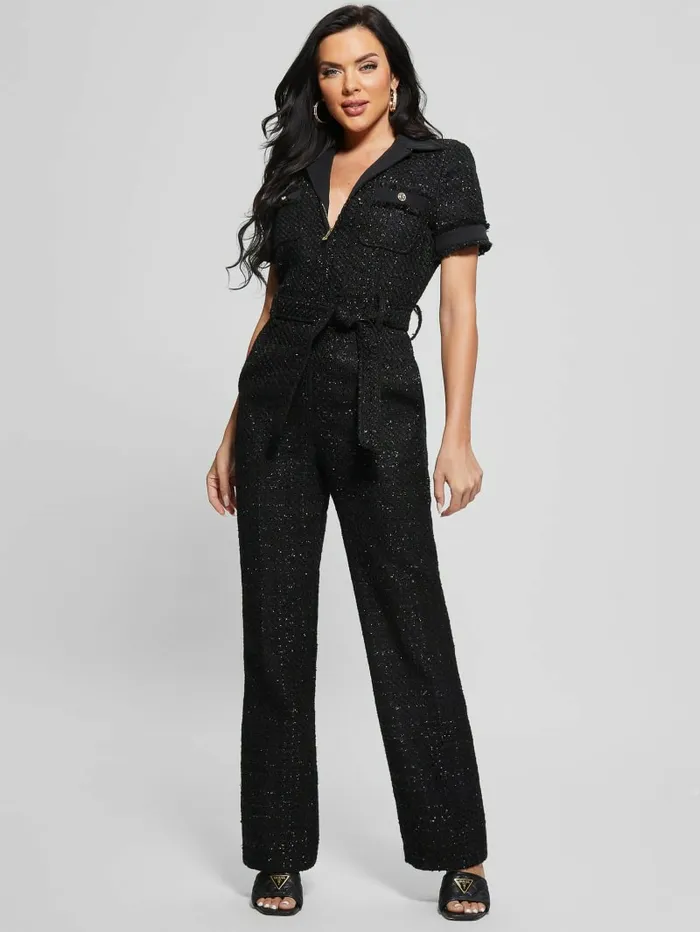 Dresses and Jumpsuits Women GUESS Clarissa Metallic Tweed Jumpsuit Black Tweed Fantasy