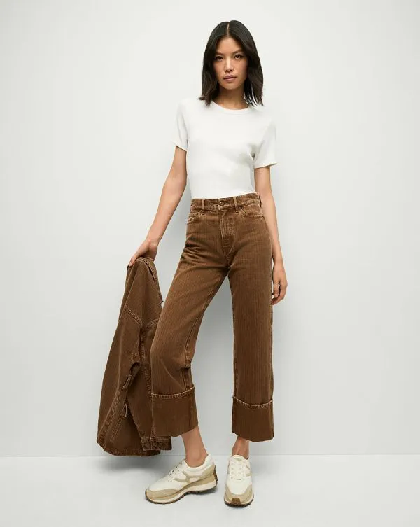 Dylan Cuffed StraightLeg Pant Deep Ochre Women Veronica Beard Jeans