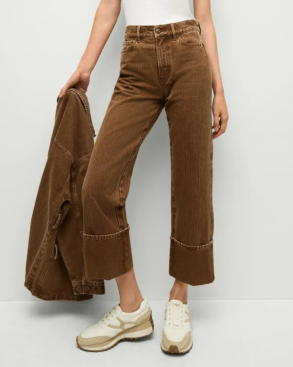 Dylan Cuffed StraightLeg Pant Deep Ochre Women Veronica Beard Jeans