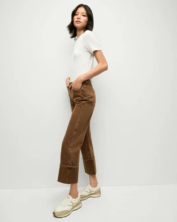 Dylan Cuffed StraightLeg Pant Deep Ochre Women Veronica Beard Jeans