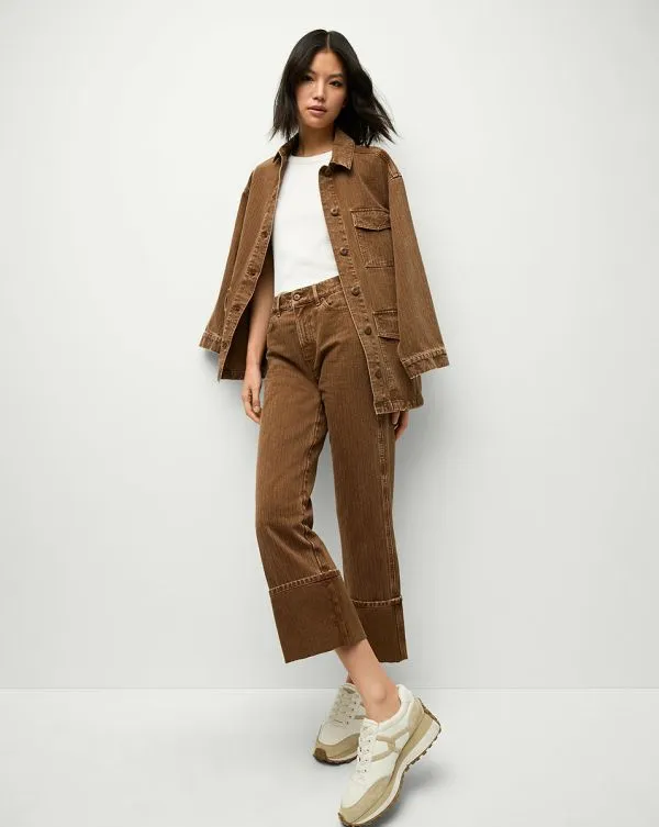 Dylan Cuffed StraightLeg Pant Deep Ochre Women Veronica Beard Jeans