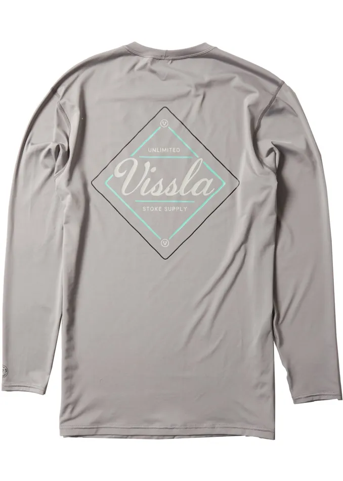 Easy Seas Eco Long Sleeve Lycra Rash Guard GREY Wetsuit Tops and Lycra Vissla Men Easy Seas Eco Long Sleeve Lycra Rash Guard GREY Wetsuit Tops and Lycra Vissla Men