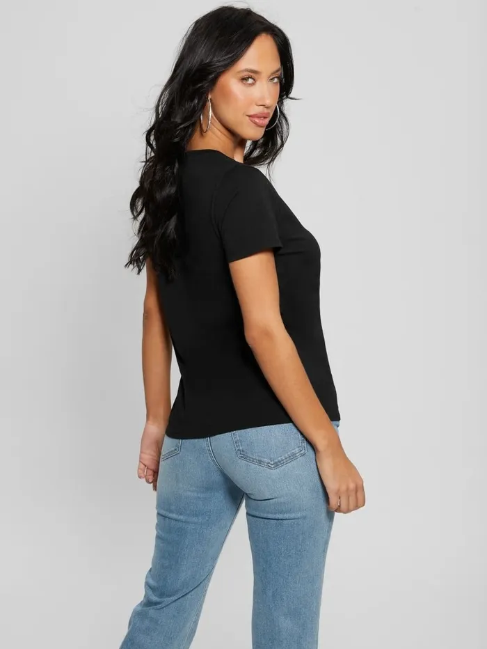 Eco 1981 Crystal Logo Tee Black Tops GUESS Women Eco 1981 Crystal Logo Tee Black Tops GUESS Women