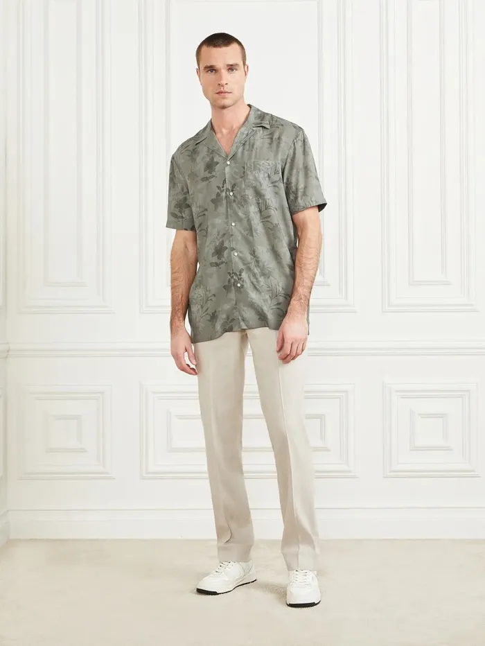 Eco Billy Bowling Shirt Mossy Green Flower Mimeti Men Shirts GUESS