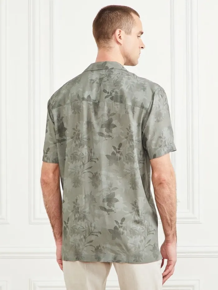Eco Billy Bowling Shirt Mossy Green Flower Mimeti Men Shirts GUESS
