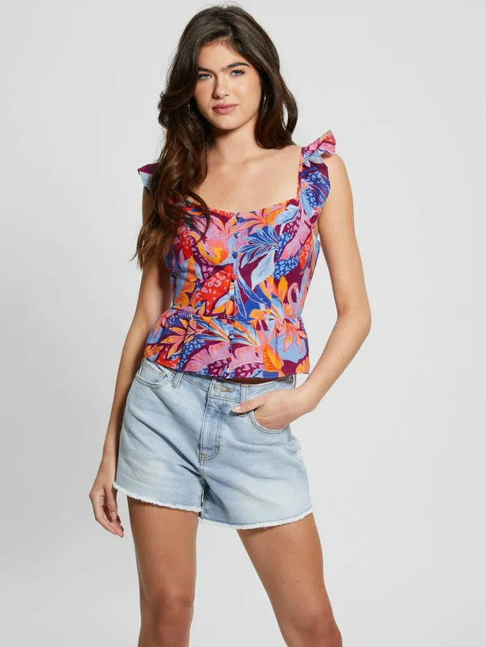 Eco Carine Peplum Top Sundeck Tropic Women Tops GUESS Eco Carine Peplum Top Sundeck Tropic Women Tops GUESS
