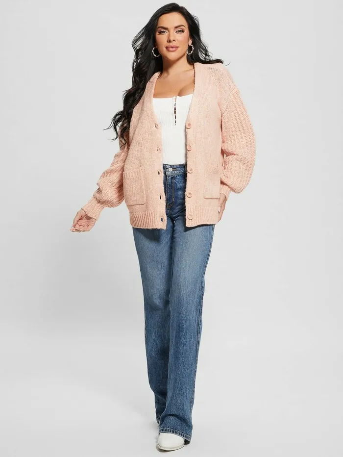 Eco Hiro Knit Cardigan Sweater Smooth Pink Multi Sweaters and Knits GUESS Women Eco Hiro Knit Cardigan Sweater Smooth Pink Multi Sweaters and Knits GUESS Women