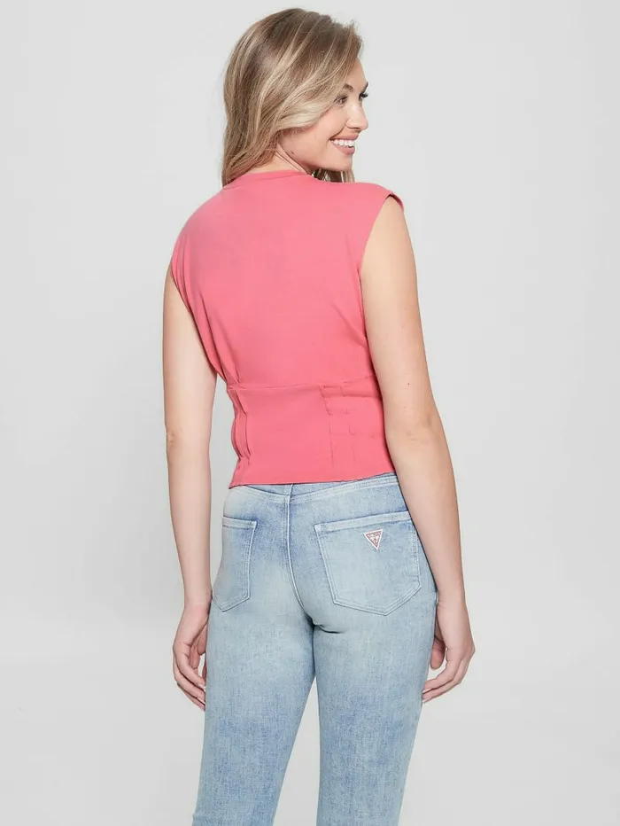 Eco Mademoiselle Corset Tee Drift Pink Women Tops GUESS Eco Mademoiselle Corset Tee Drift Pink Women Tops GUESS