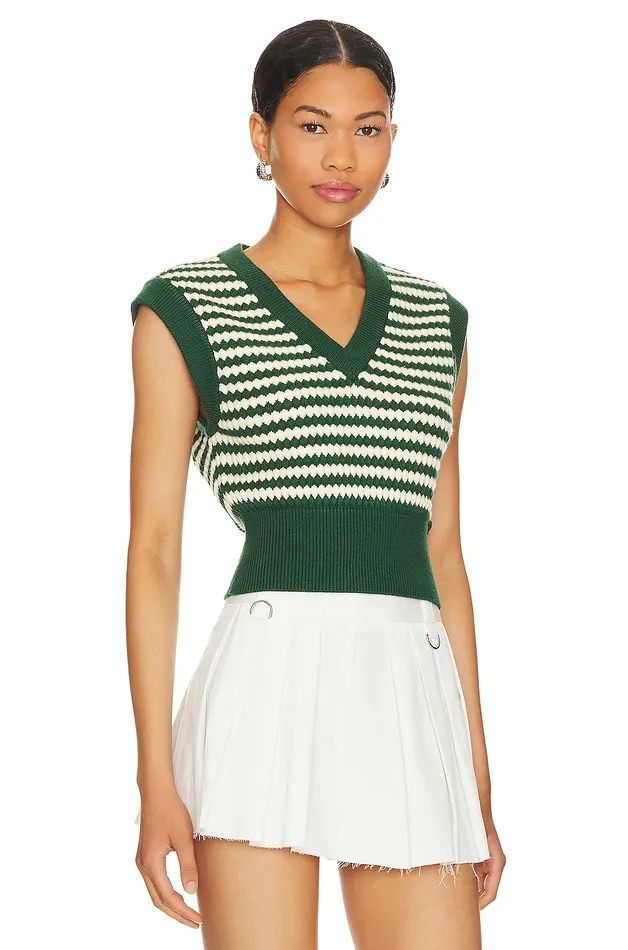 Elie Sweater Vest Green and White Women Lovers and Friends Jackets and Coats Elie Sweater Vest Green and White Women Lovers and Friends Jackets and Coats
