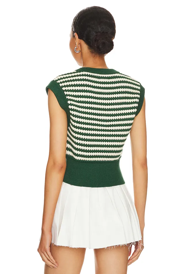 Elie Sweater Vest Green and White Women Lovers and Friends Jackets and Coats Elie Sweater Vest Green and White Women Lovers and Friends Jackets and Coats