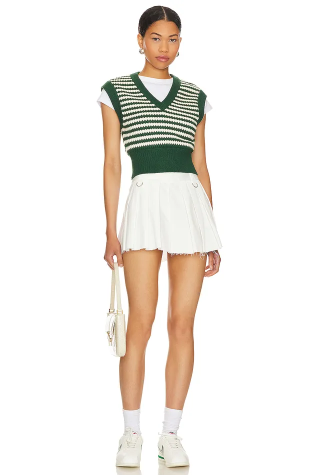 Elie Sweater Vest Green and White Women Lovers and Friends Jackets and Coats Elie Sweater Vest Green and White Women Lovers and Friends Jackets and Coats
