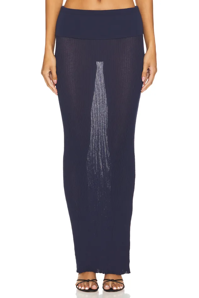 Ellison Sheer Maxi Skirt Navy Women Lovers and Friends Skirts