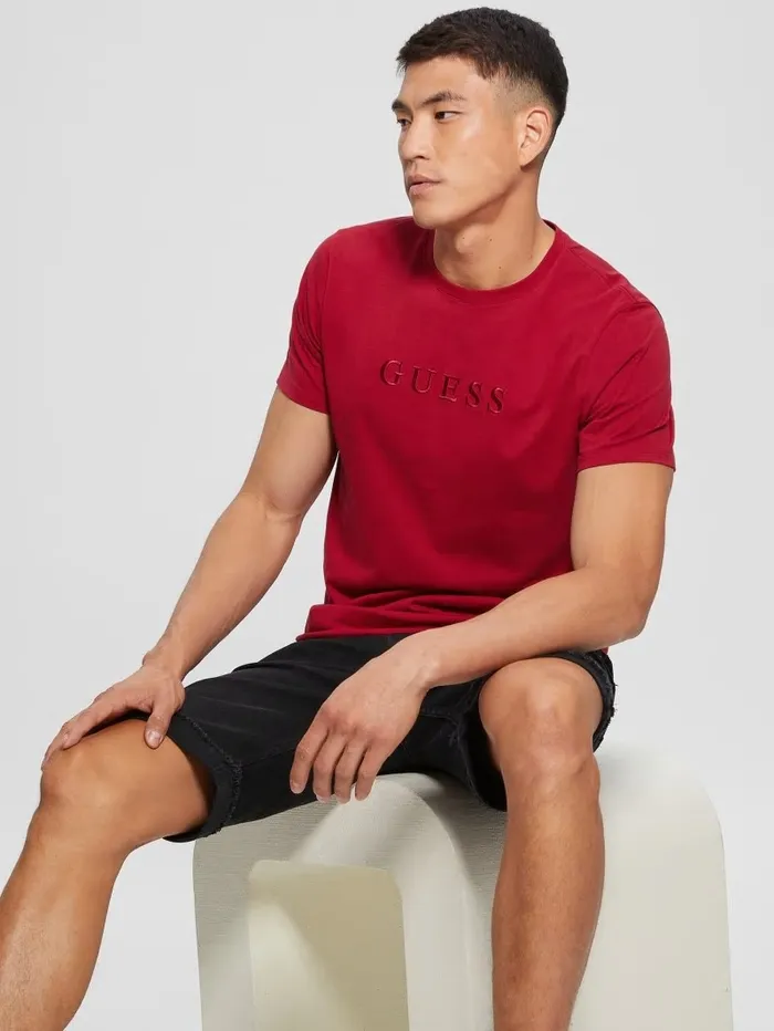 Embroidered Logo Tee Chili Red TShirts and Tanks GUESS Men Embroidered Logo Tee Chili Red TShirts and Tanks GUESS Men