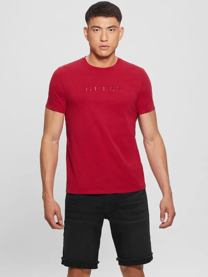 Embroidered Logo Tee Chili Red TShirts and Tanks GUESS Men Embroidered Logo Tee Chili Red TShirts and Tanks GUESS Men