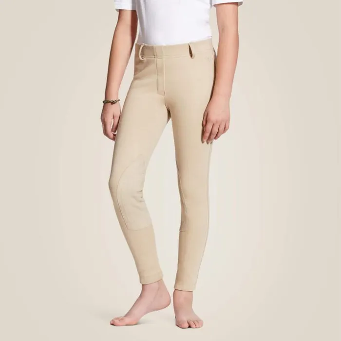 English Riding Kids Ariat Heritage Knit Knee Patch Breech Tan