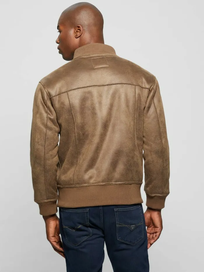 FauxSuede Aviator Jacket Teak Wood Men Jackets and Coats GUESS FauxSuede Aviator Jacket Teak Wood Men Jackets and Coats GUESS