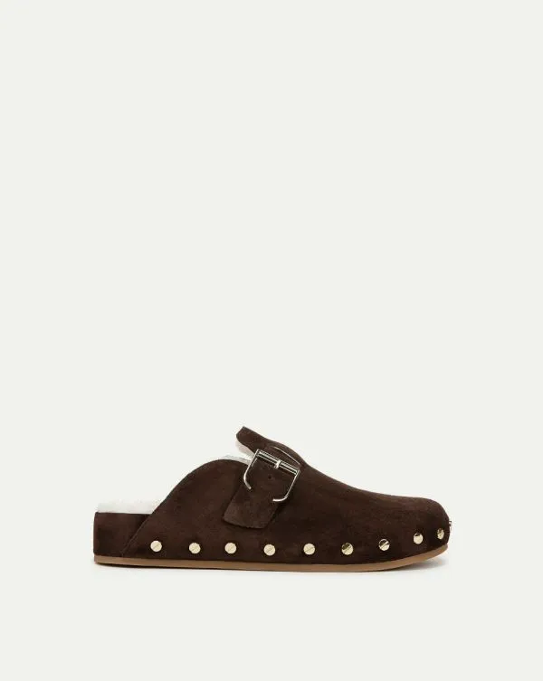 Fern Shearling Clog Espresso Women Veronica Beard Shoes