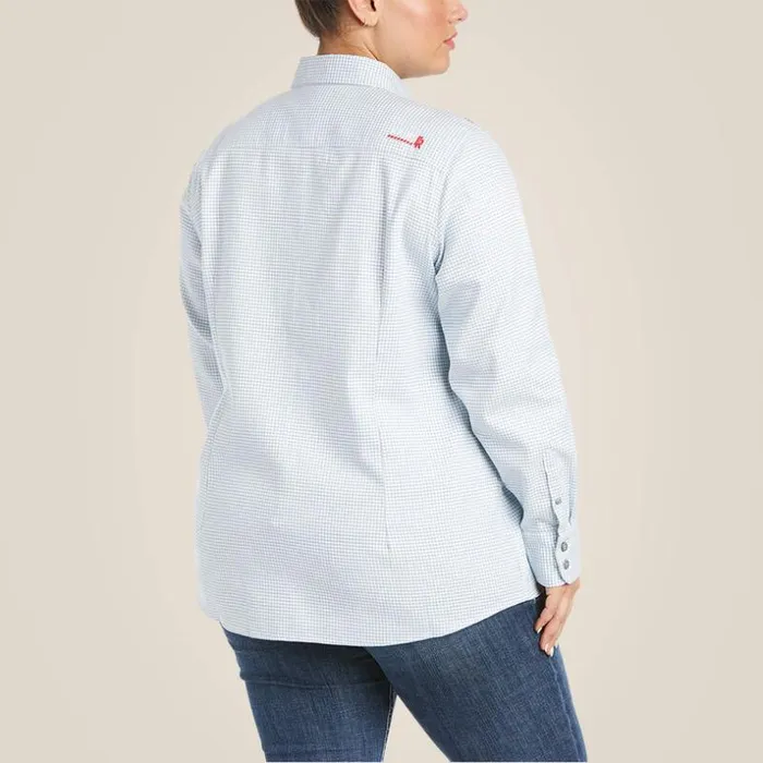 Flame Resistant Women Ariat FR Hermosa DuraStretch Work Shirt White Windowpane