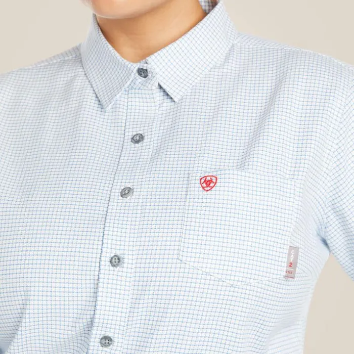 Flame Resistant Women Ariat FR Hermosa DuraStretch Work Shirt White Windowpane