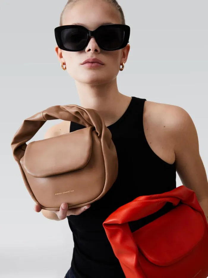 French Connection Bags and Purses Pu Mini Soft Handbag Tobacco Brown 8211 Woman