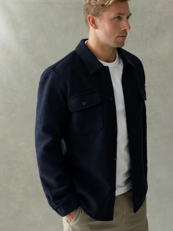 French Connection Coats and Jackets Brushed Overshirt Marine 8211 Man